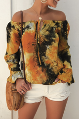 Casual Tie Dye Split Joint Frenulum Tops