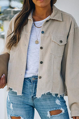 Casual Vintage Solid Tassel Buckle Turndown Collar Outerwear(6 Colors)