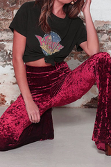 Casual Solid High Waist Wide Leg Color Bottoms