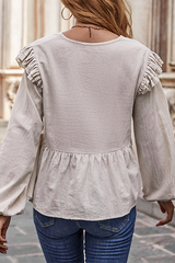 Casual Solid Split Joint Stringy Selvedge V Neck Tops