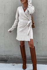 Casual Solid Split Joint Strap Design V Neck Dresses