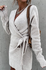 Casual Solid Split Joint Strap Design V Neck Dresses