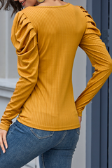 Casual Solid Split Joint Square Collar Tops