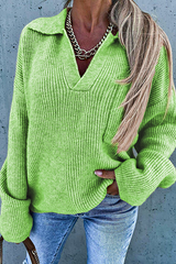 Casual Solid Split Joint Pocket Turndown Collar Tops