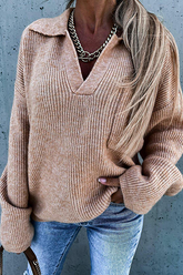 Casual Solid Split Joint Pocket Turndown Collar Tops