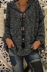 Casual Solid Split Joint Basic Hooded Collar Tops