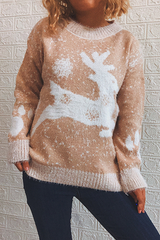 Casual Wapiti Split Joint Contrast O Neck Tops