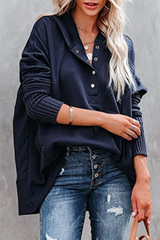 Casual Solid Pocket Buckle Hooded Collar Tops(3 colors)