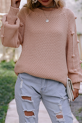 Casual Solid Split Joint O Neck Tops Sweater