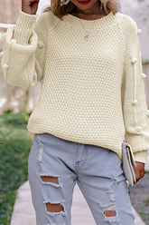 Casual Solid Split Joint O Neck Tops Sweater