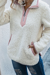 Casual Street Patchwork Pocket Zipper Zipper Collar Tops