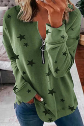 Casual The stars Split Joint Zipper Zipper Collar Tops(8 colors)