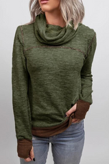 Casual Solid Split Joint Turtleneck Tops(4 Colors)