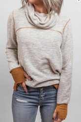 Casual Solid Split Joint Turtleneck Tops(4 Colors)