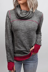 Casual Solid Split Joint Turtleneck Tops(4 Colors)