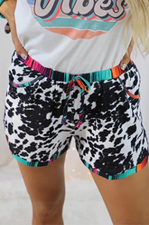 Casual Leopard Split Joint Straight Mid Waist Straight Full Print Bottoms