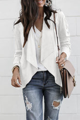 Sweet Street Solid Solid Color Turndown Collar Outerwear