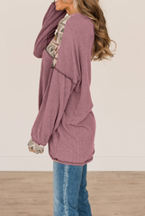 Vintage Print Patchwork Turndown Collar Tops