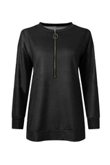 Casual Solid Split Joint Zipper Collar Tops(3 Colors)