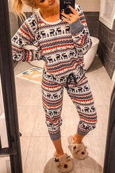 Christmas Print Lounge Top & Pants Set