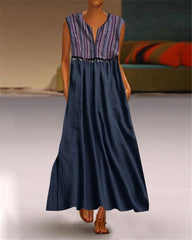 Printed Irregular V Neck Casual Shift Bench Vocation Dresses