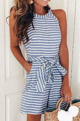 Bow-knot Striped Romper