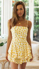 Yellow Sunflower Cami Strap Romper