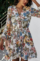 Chiffon V-Neck Floral Print Dress
