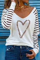 Sequin Heart Pattern Long Sleeve T-Shirt