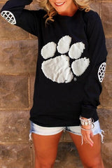 Printed Long Sleeve Solid Color Top