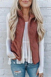 Caitlin Fleece Solid Zipper Waistcoat