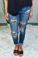 Printed Hole Washed White Jeans