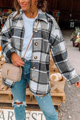 Classic Lapel Button Down Plaid Outwear