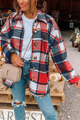 Classic Lapel Button Down Plaid Outwear