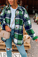 Classic Lapel Button Down Plaid Outwear