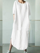 Women's Shift Dress Midi Dress - Short Sleeve Solid Color Summer Hot Casual Loose White Black Khaki Green Dark Gray Gray Light Blue S M L XL XXL 3XL 4XL 5XL