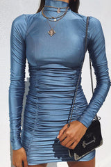 Satin High Neck Bodycon Dress