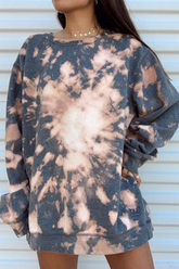 Round Neck Tie Dye Print Sweatshirt