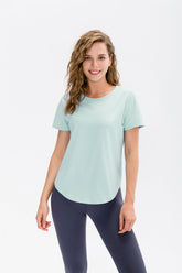 Short Sleeve Curved Hem Sports Top