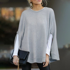 Casual Solid Color Bat Sleeve Knitted Top