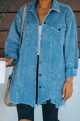 Vintage Corduroy Distressed Long Sleeve Coat