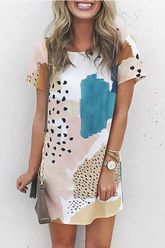 Color Block Multicolor T-Shirt Dress