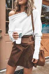 Fashion Off Shoulder Pure Color Top