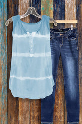 Tie-dye Printed Button Tank