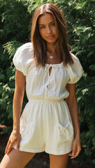 White Knot Pockets Rompers