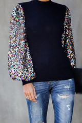 Colorful Sequins Sleeves Blouse