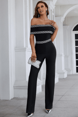 Eloise Black Off Shoulder Bandage Jumpsuit