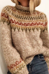 Sale Fashion Half Turtleneck Loose Print Sweater