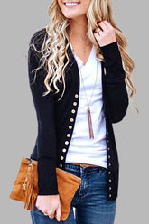Casual Solid Color Regular Button Cardigan