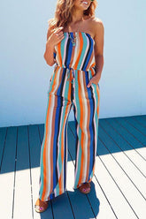 Colorful Striped Tube Jumpsuit